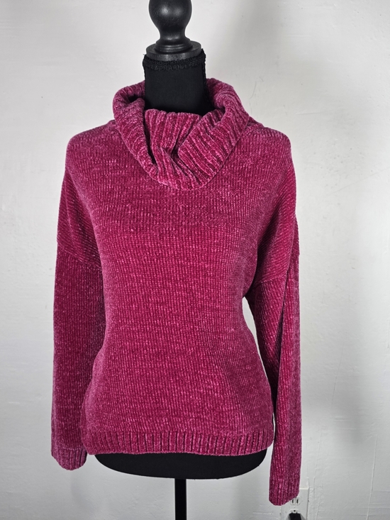 Time and Tru Sweaters - Time and Tru Chenille Cowl Neck Sweater - Magenta